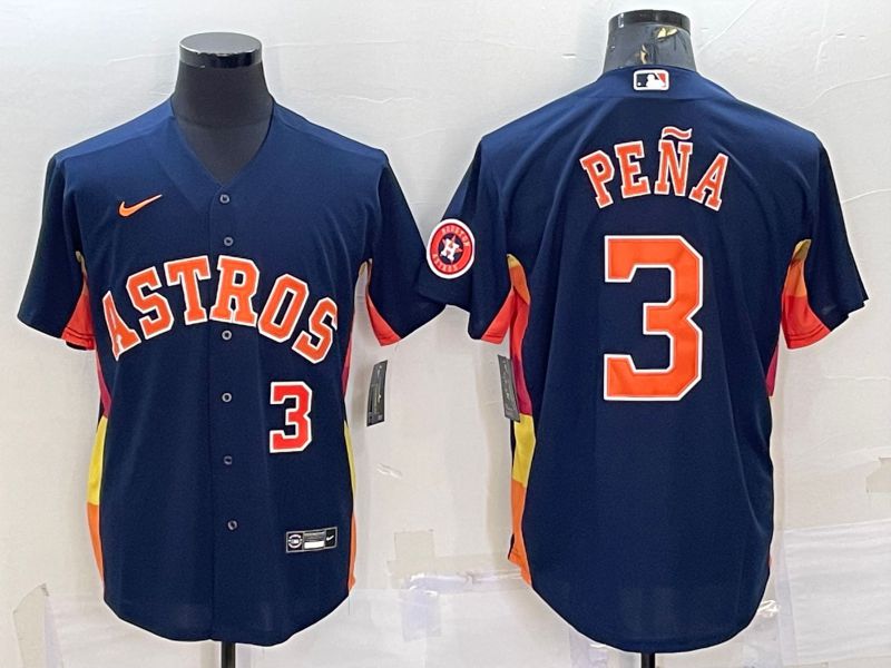 Men Houston Astros #3 Pena Blue Game Nike 2022 MLB Jerseys